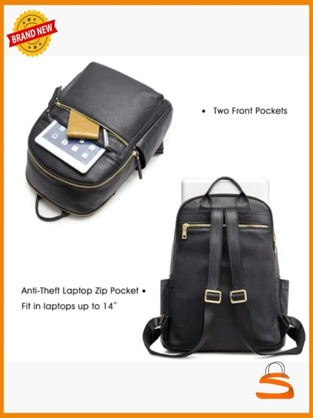 Genuine Leather Backpack Purse for Women - Large Capacity Laptop Daypack Travel